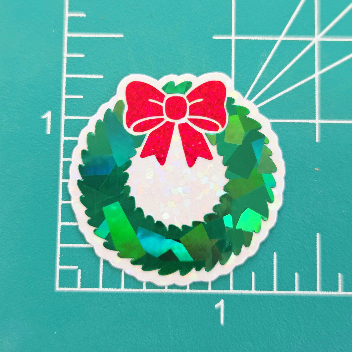 Christmas Wreath Die Cut Stickers for greeting card envelopes, gift tags and holiday crafts.