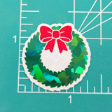 Christmas Wreath Die Cut Stickers for greeting card envelopes, gift tags and holiday crafts.