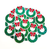 Sparkly Christmas Wreath Die Cut Stickers for card envelopes, gift tags and holiday crafts.