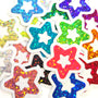 Sparkly Star Die Cut Stickers in multi colors, set of 32 glitter vinyl stars for crafts, journals, scrapbooks and classroom projects.