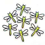 Dragonfly Die Cut Stickers, set of cute bugs for mason jars, envelopes, journals and crafts, choose color.