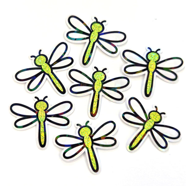 Dragonfly Die Cut Stickers, set of cute bugs for mason jars, envelopes, journals and crafts, choose color.