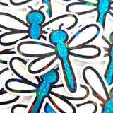 Orange Glitter Dragonfly Die-Cut Stickers, Bug Vinyl Decals, Journal Crafts