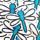 Blue Dragonfly Die-Cut Stickers, Glitter Bug Vinyl Decals, Journal Crafts