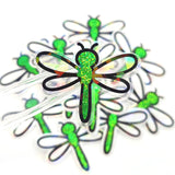 Green Glitter Dragonfly Die-Cut Stickers, Bug Vinyl Decals, Journal Crafts