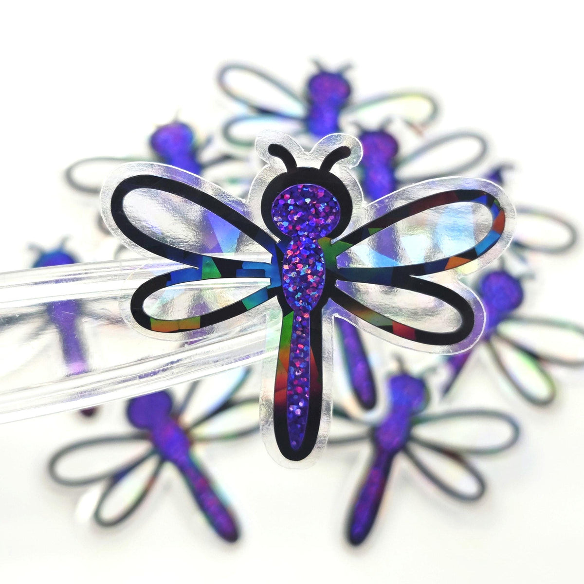 Purple Dragonfly Die-Cut Stickers, Cute Bug Vinyl Decals for Journals, Greeting Cards and Crafts.