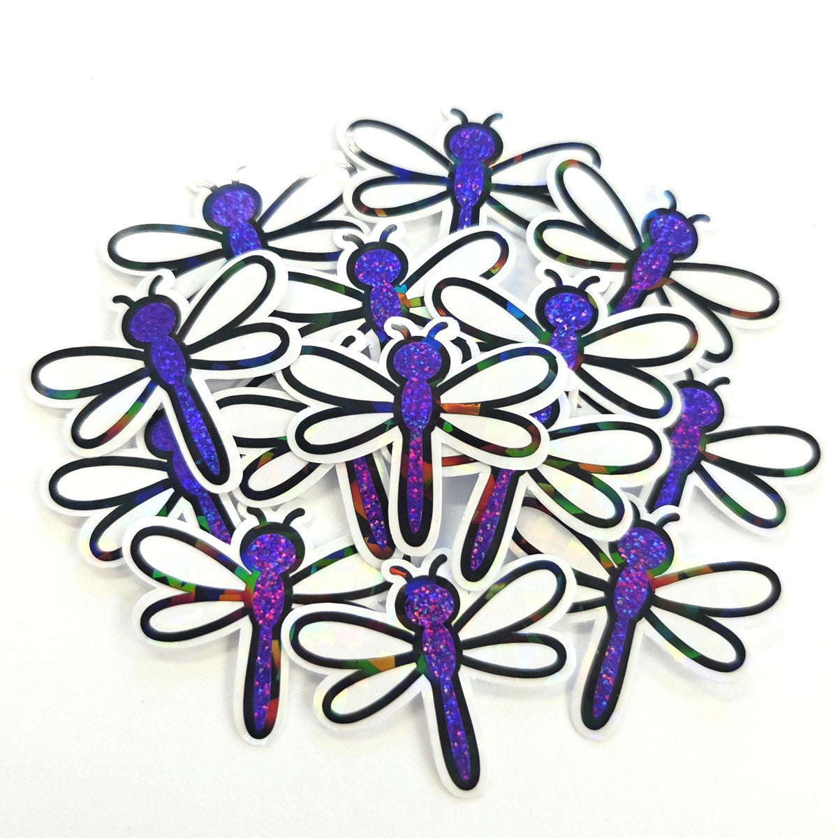 Purple Dragonfly Die-Cut Stickers, Cute Bug Vinyl Decals for Journals, Greeting Cards and Crafts.