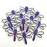 Purple Dragonfly Die-Cut Stickers, Cute Bug Vinyl Decals for Journals, Greeting Cards and Crafts.
