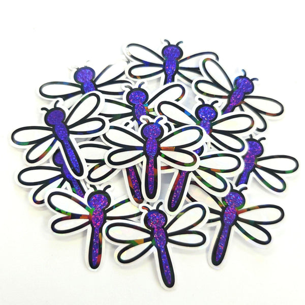 Purple Dragonfly Die-Cut Stickers, Cute Bug Vinyl Decals for Journals, Greeting Cards and Crafts.