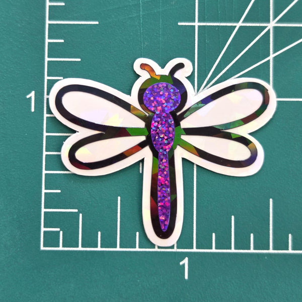 Purple Dragonfly Die-Cut Stickers, Cute Bug Vinyl Decals for Journals, Greeting Cards and Crafts.