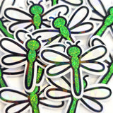 Light Blue Dragonfly Die-Cut Stickers, Glitter Bugs for Journals, Greeting Cards, Paper Craft Embellishments