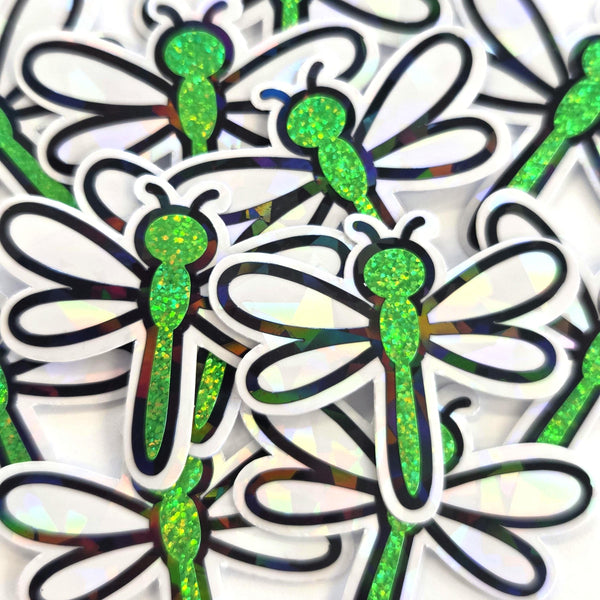Light Blue Dragonfly Die-Cut Stickers, Glitter Bugs for Journals, Greeting Cards, Paper Craft Embellishments