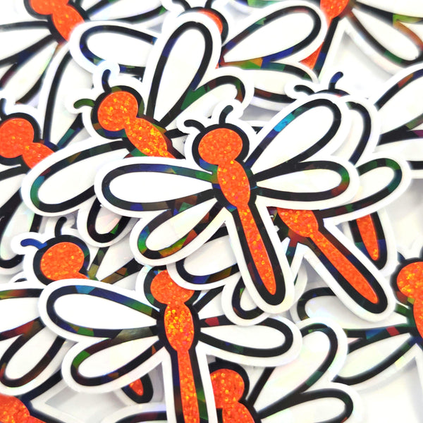 Blue Dragonfly Die-Cut Stickers, Glitter Bug Vinyl Decals, Journal Crafts