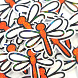 Red Dragonfly Die-Cut Stickers, Glitter Bug Vinyl Decals, Journal Crafts