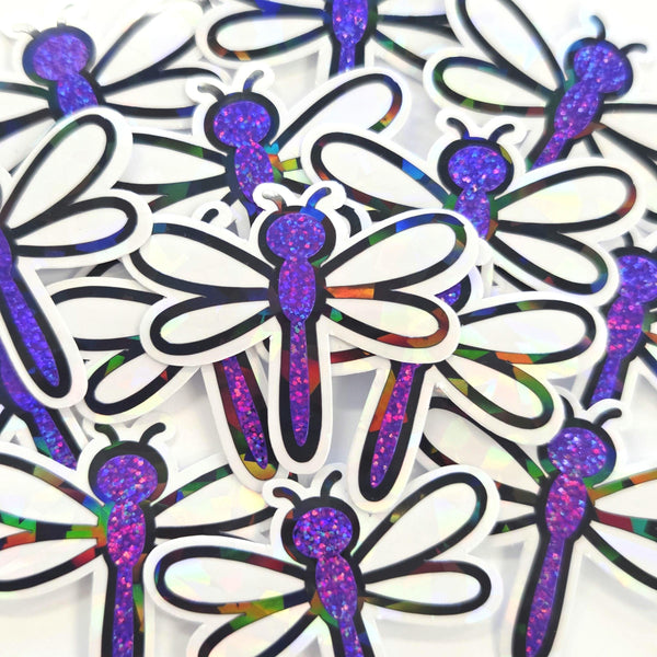 Light Blue Dragonfly Die-Cut Stickers, Glitter Bugs for Journals, Greeting Cards, Paper Craft Embellishments
