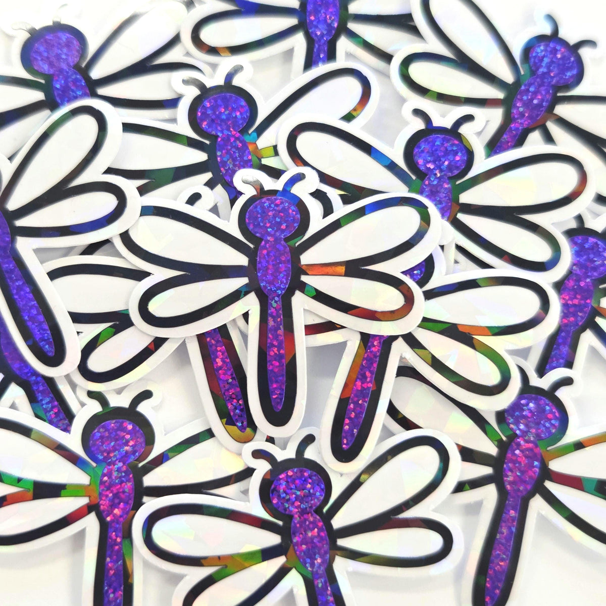 Hot Pink Dragonfly Die-Cut Stickers, Glitter Bug Vinyl Decals, Journal Crafts