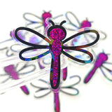 Hot Pink Dragonfly Die-Cut Stickers, Glitter Bug Vinyl Decals, Journal Crafts