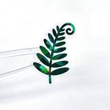 Woodland Fern Sticker, Green Glitter Die Cut leaves for cottagecore fairy gardens, notebooks, journals and scrapbook pages.