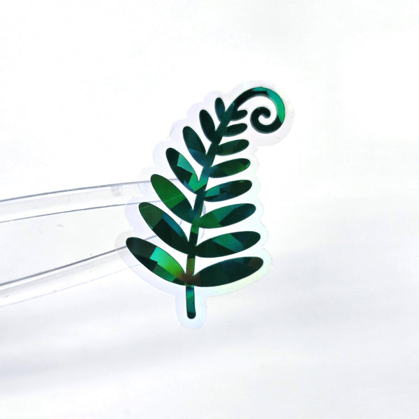 Woodland Fern Sticker, Green Glitter Die Cut leaves for cottagecore fairy gardens, notebooks, journals and scrapbook pages.