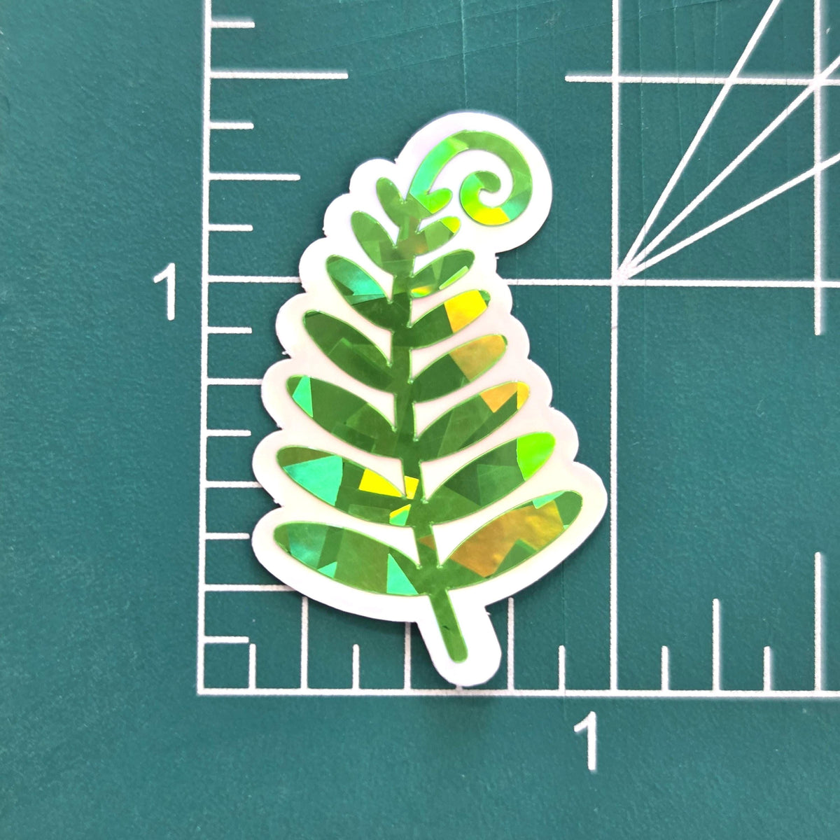 Green Woodland Fern Stickers, sparkly die cut leaves for cottagecore fairy gardens, notebooks, journals and scrapbook pages.