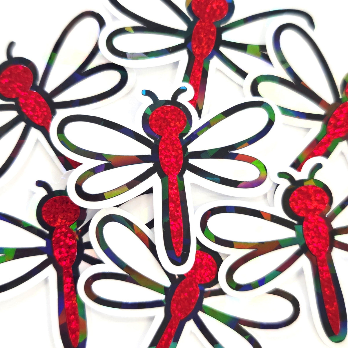 Red Dragonfly Die-Cut Stickers, Glitter Bug Vinyl Decals, Journal Crafts
