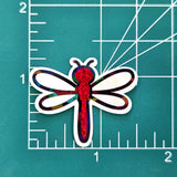 Red Dragonfly Die-Cut Stickers, Glitter Bug Vinyl Decals, Journal Crafts