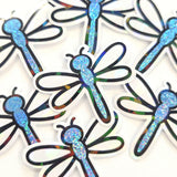 Light Blue Dragonfly Die-Cut Stickers, Glitter Bugs for Journals, Greeting Cards, Paper Craft Embellishments
