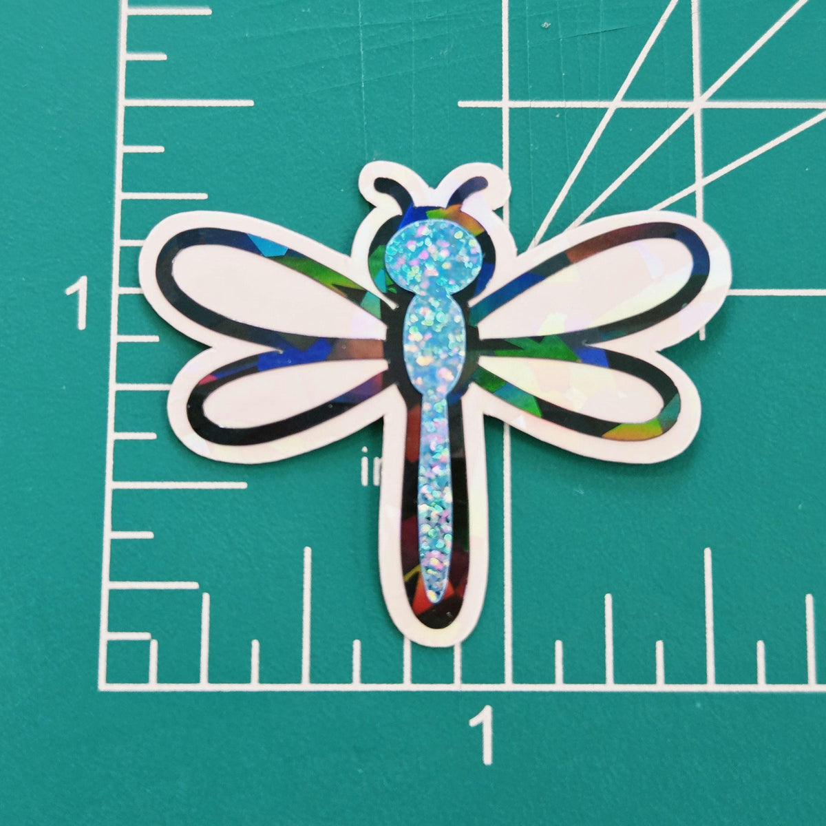 Light Blue Dragonfly Die-Cut Stickers, Glitter Bugs for Journals, Greeting Cards, Paper Craft Embellishments