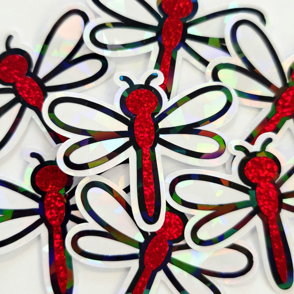 Light Blue Dragonfly Die-Cut Stickers, Glitter Bugs for Journals, Greeting Cards, Paper Craft Embellishments