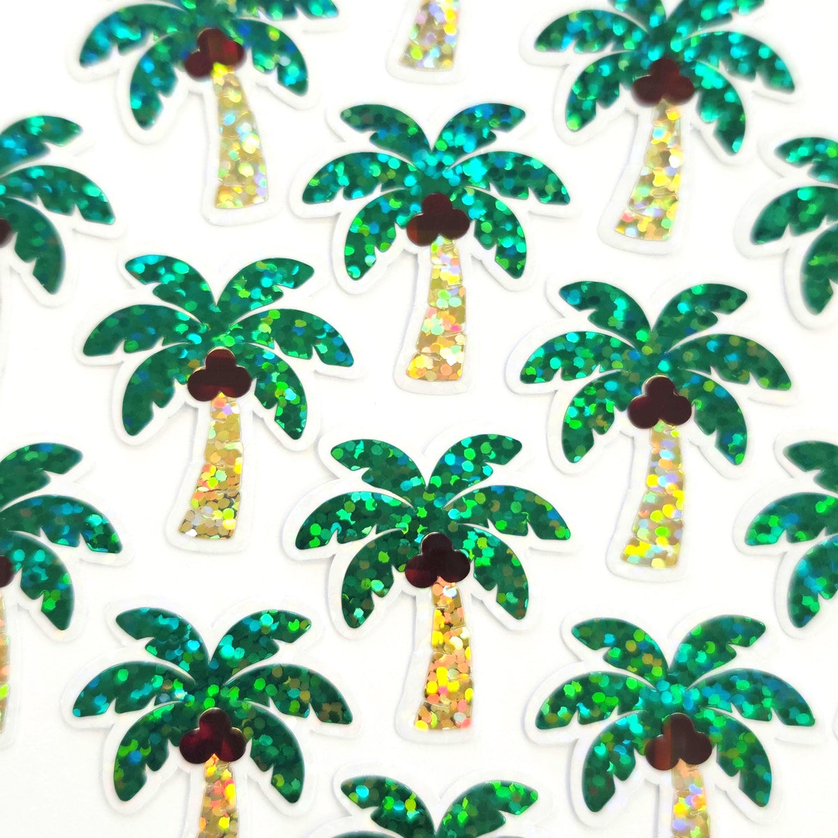 Coconut Palm Trees Die Cut Stickers, tropical island decor for journals, planners, beach vacation scrapbook pages and coastal paper crafts.