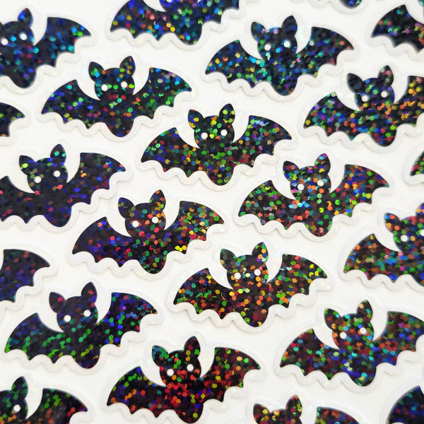Black Bats Die Cut Sparkly Sticker Set for Halloween, spooky season crafts