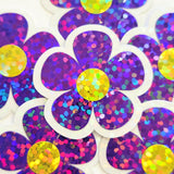 Purple Retro Flower Die-Cut Stickers.