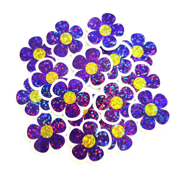 Purple Retro Flower Die-Cut Stickers.