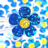 Blue Retro Flower Die-Cut Stickers.