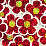 Red Retro Flower Die-Cut Stickers.