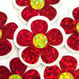 Red Retro Flower Die-Cut Stickers.