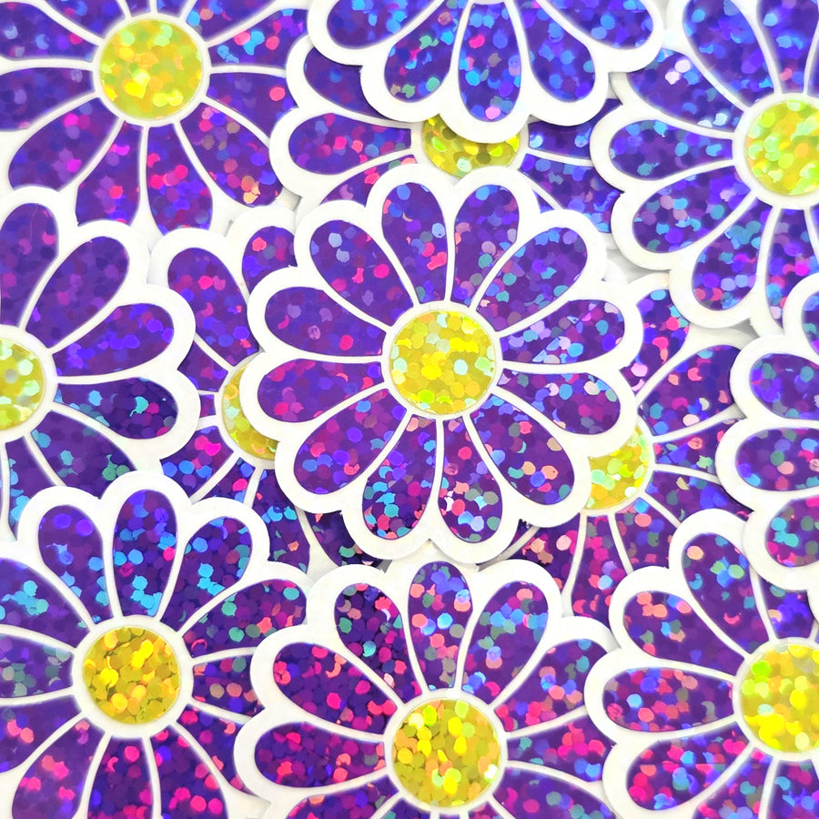 Purple Daisy Flower Die-Cut Sticker Set