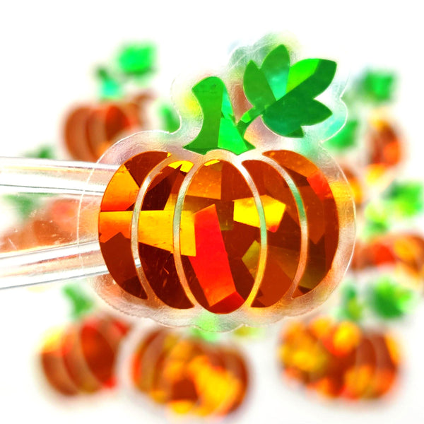 Orange Pumpkin Die Cut Stickers for Autumn crafts, Halloween projects, Scrapbook page embellishments.