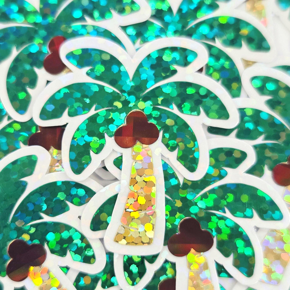 Coconut Palm Trees Die Cut Stickers, tropical island decor for journals, planners, beach vacation scrapbook pages and coastal paper crafts.