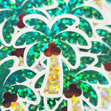 Coconut Palm Trees Die Cut Stickers, tropical island decor for journals, planners, beach vacation scrapbook pages and coastal paper crafts.