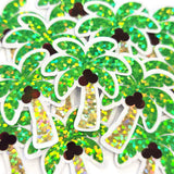 Coconut Palm Trees Die Cut Stickers, tropical island decor for journals, planners, beach vacation scrapbook pages and coastal paper crafts.