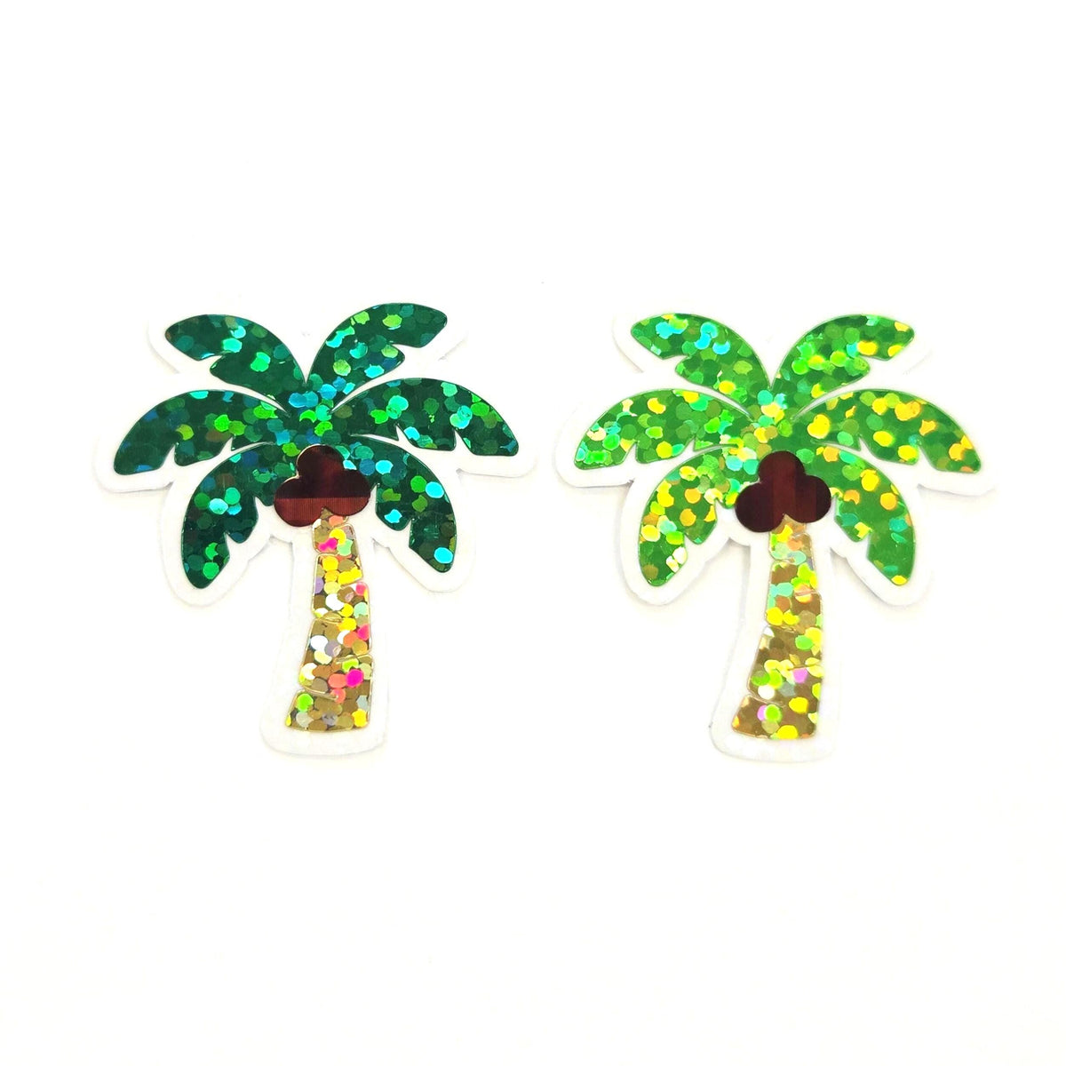 Coconut Palm Trees Die Cut Stickers, tropical island decor for journals, planners, beach vacation scrapbook pages and coastal paper crafts.
