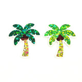 Coconut Palm Trees Die Cut Stickers, tropical island decor for journals, planners, beach vacation scrapbook pages and coastal paper crafts.