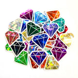 Lime Green Diamond Gems Die Cut Sticker Set, multicolor sparkly stickers for tumblers, journals, scrapbooks and crafts
