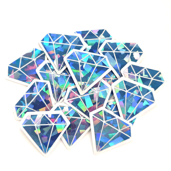 Light Blue Diamond Gems Die Cut Sticker Set, multicolor sparkly stickers for tumblers, journals, scrapbooks and crafts