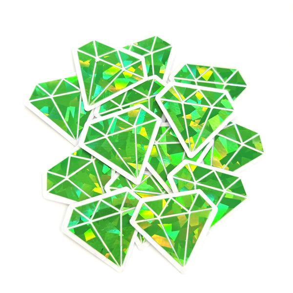 Lime Green Diamond Gems Die Cut Sticker Set, multicolor sparkly stickers for tumblers, journals, scrapbooks and crafts