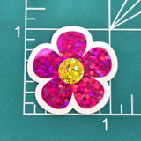 Hot Pink Retro Flower Die-Cut Stickers.