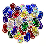 Red Rupee Gems Die Cut Sticker Set, multicolor sparkly stickers for gamers, tumblers, journals, scrapbooks and crafts