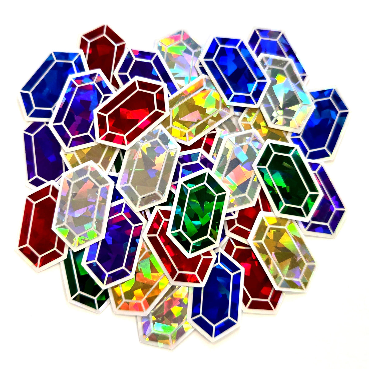Gold Rupee Gems Die Cut Sticker Set, sparkly treasure stickers for gamers, tumblers, journals, scrapbooks and crafts