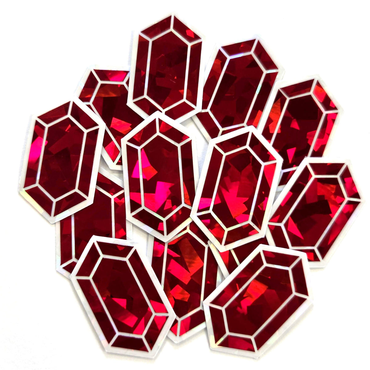Gold Rupee Gems Die Cut Sticker Set, sparkly treasure stickers for gamers, tumblers, journals, scrapbooks and crafts